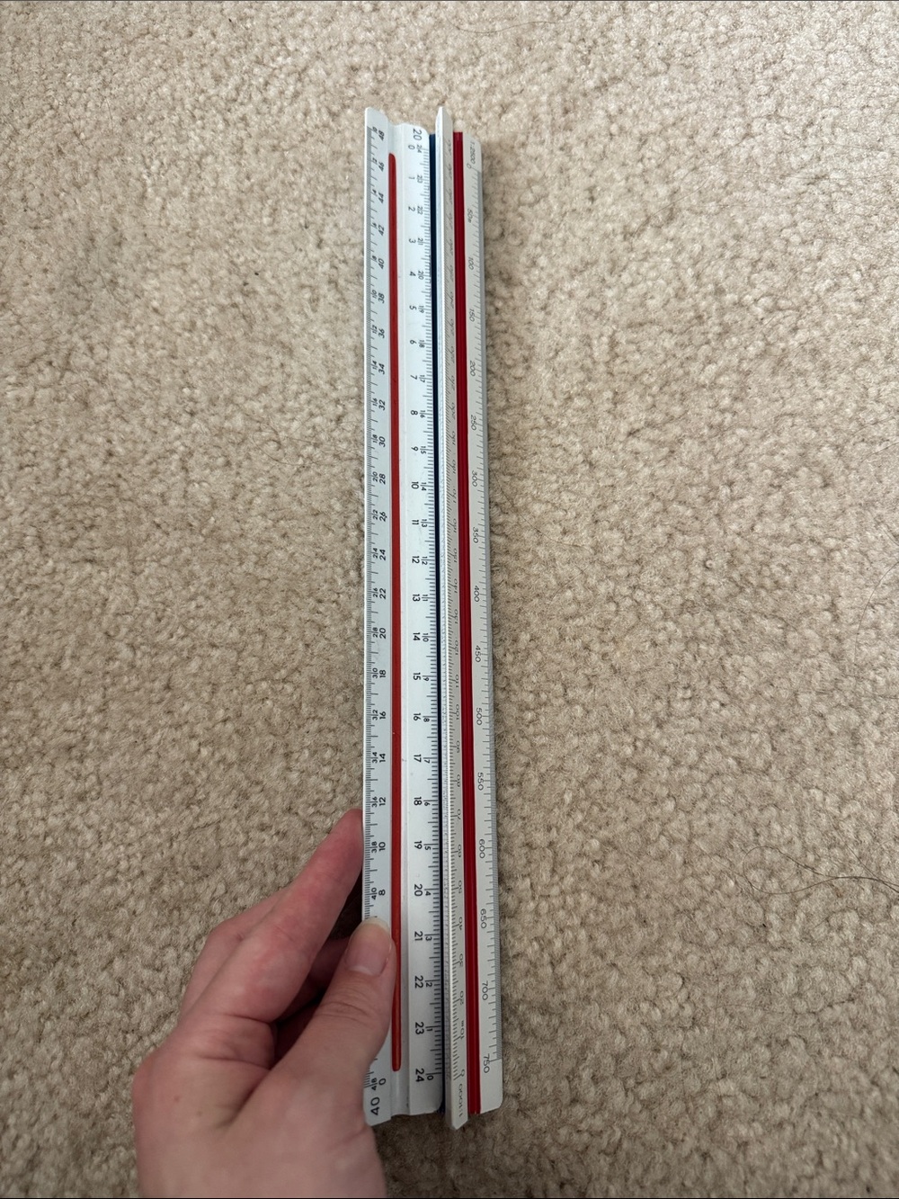 Engineering Scales in White with Red Accent